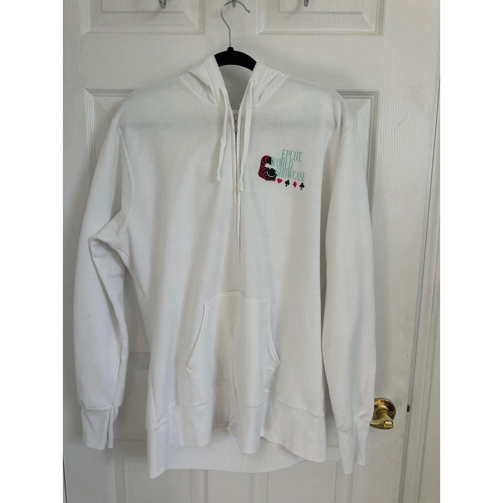 Disney Parks Epcot Alice in Wonderland Cheshire Cat Hoodie XXL We're All Mad EUC